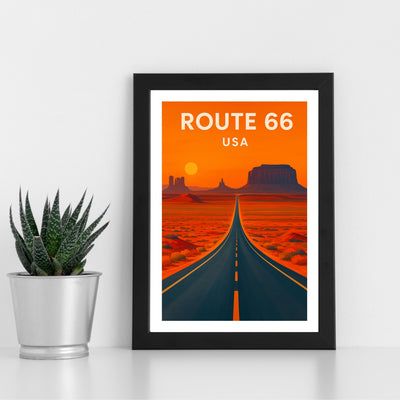 Route 66 Art Print – USA Travel Poster (Digital Download)