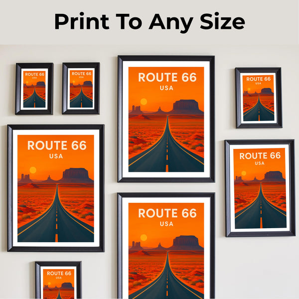 Route 66 Art Print – USA Travel Poster (Digital Download)