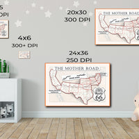 1926 Route 66 map large printable poster of the Mother Road (instant download)