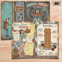 Route 66 Junk Journal Kit - Vintage Digital Download Ephemera - Printable Scrapbook Paper US Letter | 10 Double sided Pages