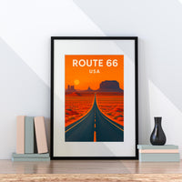 Route 66 Art Print – USA Travel Poster (Digital Download)