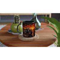 Route 66 Motorcycle Mug – Ceramic Mug with Motorcycle Sunset – Gift for Bikers & Freedom Lovers