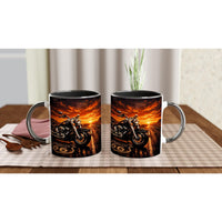 Route 66 Motorcycle Mug – Ceramic Mug with Motorcycle Sunset – Gift for Bikers & Freedom Lovers
