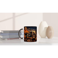 Route 66 Harley Style Motorcycle Mug – Biker Coffee Mug with Sunset | Gift for Men & Motorcycle Fans