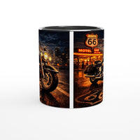 Route 66 Harley Style Motorcycle Mug – Biker Coffee Mug with Sunset | Gift for Men & Motorcycle Fans
