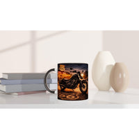 Route 65 Motorcycle Mug – Classic Cruiser at Sunset | Coffee Mug for Bikers, Gift for Men, Motorcycle Romance