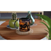 Route 65 Motorcycle Mug – Classic Cruiser at Sunset | Coffee Mug for Bikers, Gift for Men, Motorcycle Romance