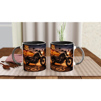 Route 65 Motorcycle Mug – Classic Cruiser at Sunset | Coffee Mug for Bikers, Gift for Men, Motorcycle Romance