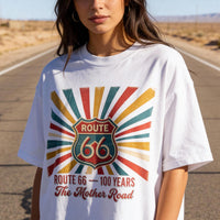 Route 66 100 Years T-Shirt, Vintage Mother Road Tee, Retro Route 66 Anniversary Shirt, Road Trip Americana Gift, Classic Americana Gift