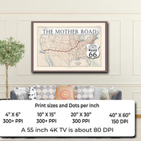 1926 Route 66 map large printable poster wall art (instant download)