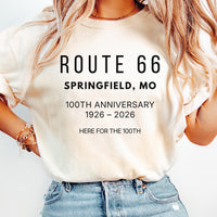 Route 66 100th Anniversary Shirt Springfield MO 1926–2026 Historic Route 66 Souvenir Tee USA Road Trip Route66 Centennial Comfort Colors Tee