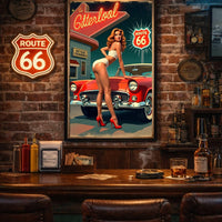 Route 66 Diner Poster Set, Retro Pin Up Car Art (Digital Download)