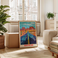 Route 66 Art Print, Vintage USA Road Trip Travel Poster