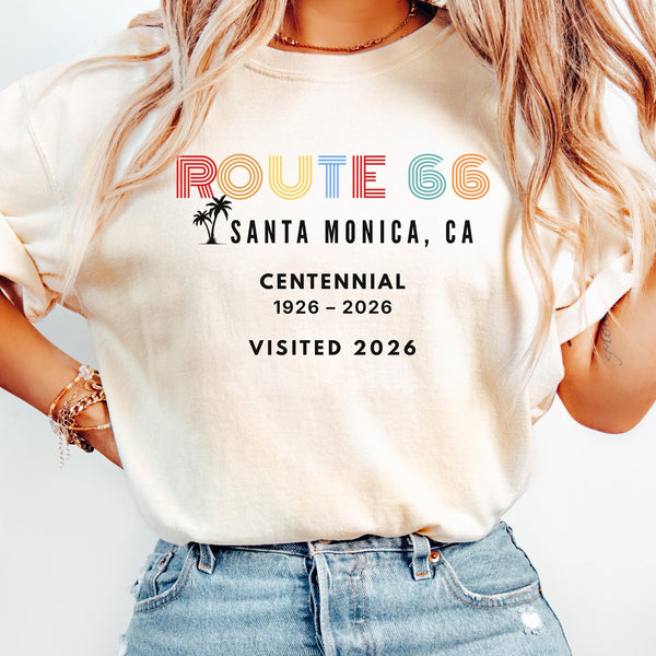 Route 66 Centennial Santa Monica CA, Vintage 100th Anniversary Route 66, Santa Monica Pier Souvenir, USA Travel Shirt