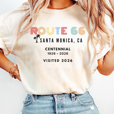 Route 66 Centennial Santa Monica CA, Vintage 100th Anniversary Route 66, Santa Monica Pier Souvenir, USA Travel Shirt