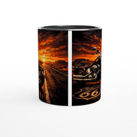 Route 66 Motorcycle Mug – Ceramic Mug with Motorcycle Sunset – Gift for Bikers & Freedom Lovers