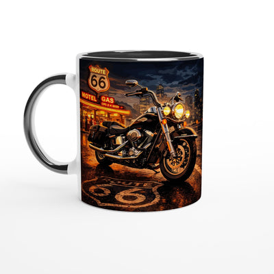 Route 66 Harley Style Motorcycle Mug – Biker Coffee Mug with Sunset | Gift for Men & Motorcycle Fans