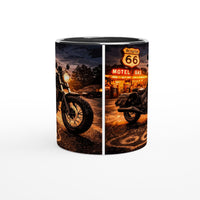 Route 65 Motorcycle Mug – Classic Cruiser at Sunset | Coffee Mug for Bikers, Gift for Men, Motorcycle Romance