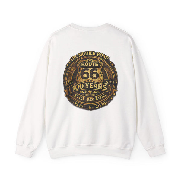 Back Print: Route 66 100 Years Emblem Sweatshirt | 1926-2026 Anniversary