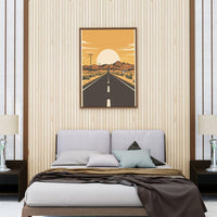 Route 66 Desert Sunset Wall Art, Vintage American Highway Road Trip Poster