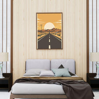 Route 66 Desert Sunset Wall Art, Vintage American Highway Road Trip Poster