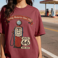 Route 66 100 Year Anniversary Comfort Colors® 1717 T Shirt, Making Memories Since 1926, Retro Gas Pump Americana Road Trip Gift Souvenir Tee