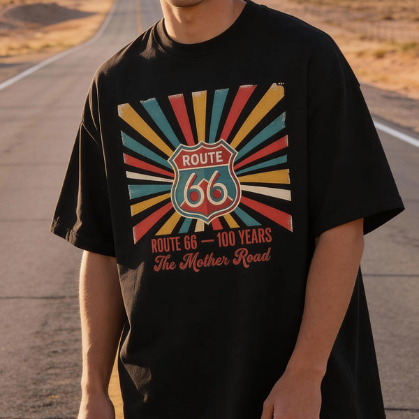 Route 66 100 Years T-Shirt, Vintage Mother Road Tee, Retro Route 66 Anniversary Shirt, Road Trip Americana Gift, Classic Americana Gift