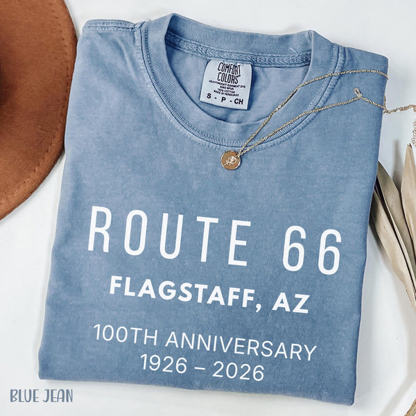 Route 66 Centennial Shirt Flagstaff AZ 1926–2026, Route66 100th Anniversary Tee, Personalized Arizona Route 66 Souvenir Tshirt