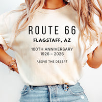 Route 66 Centennial Shirt Flagstaff AZ 1926–2026, Route66 100th Anniversary Tee, Personalized Arizona Route 66 Souvenir Tshirt