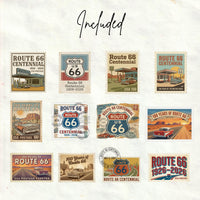 Route 66 100th Anniversary Stamp PNG, Vintage Centennial Postage Design, Americana Road Trip Decor, Sticker Mug T-Shirt - Commercial Use