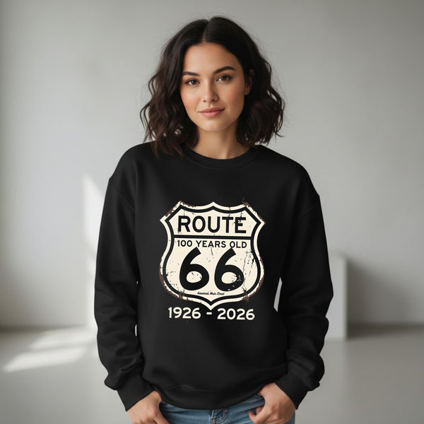 Route 66 100 Years 1926-2026 Sweatshirt | Vintage Highway Sign