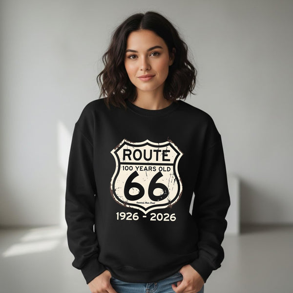 Route 66 100 Years 1926-2026 Sweatshirt | Vintage Highway Sign