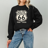 Route 66 100 Years 1926-2026 Sweatshirt | Vintage Highway Sign