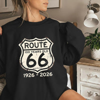 Route 66 100 Years 1926-2026 Sweatshirt | Vintage Highway Sign