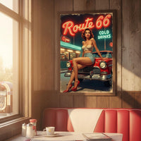 Route 66 Diner Poster Set, Retro Pin Up Car Art (Digital Download)