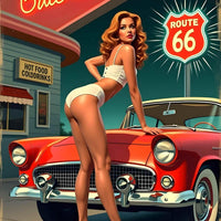 Route 66 Diner Poster Set, Retro Pin Up Car Art (Digital Download)