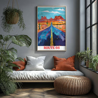 Route 66 Art Print, Vintage USA Road Trip Travel Poster