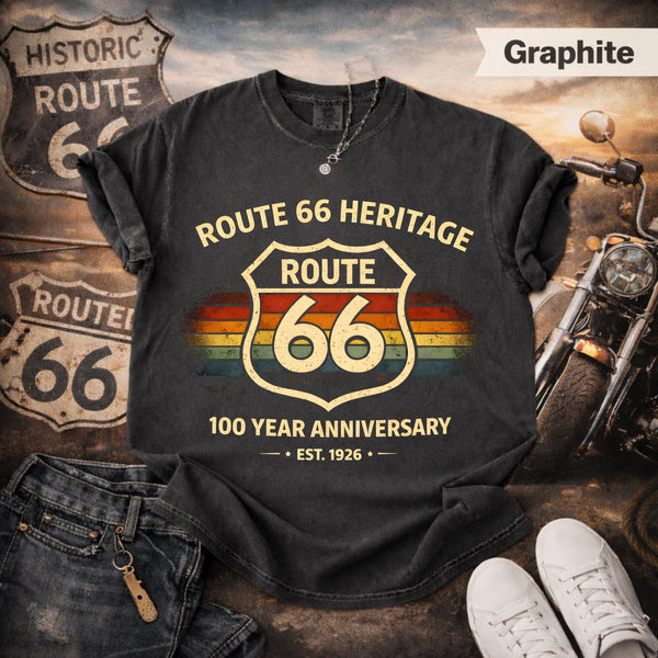 Route 66 100th Anniversary Tee, Comfort Colors Heritage Shirt