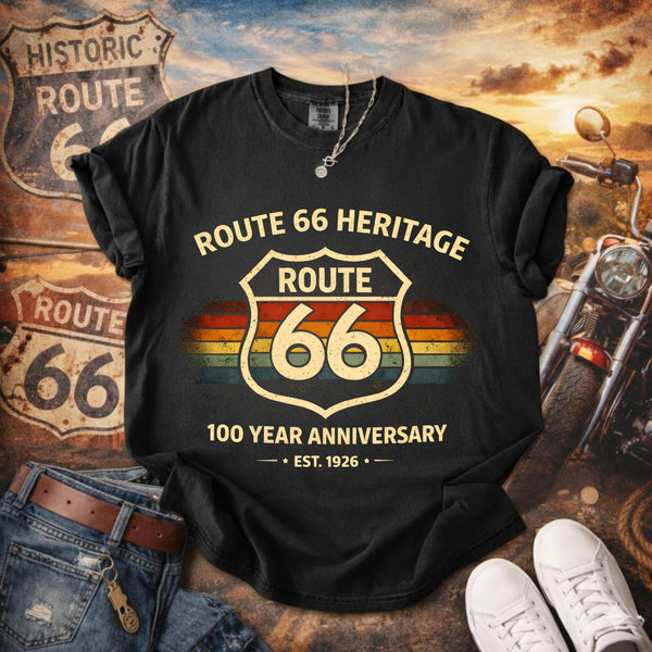 Route 66 100th Anniversary Tee, Comfort Colors Heritage Shirt