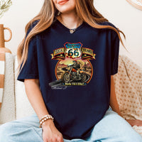 Route 66 Motorcycle T-Shirt, Anniversary Skeleton Biker Shirt