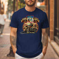 Route 66 Motorcycle T-Shirt, Anniversary Skeleton Biker Shirt