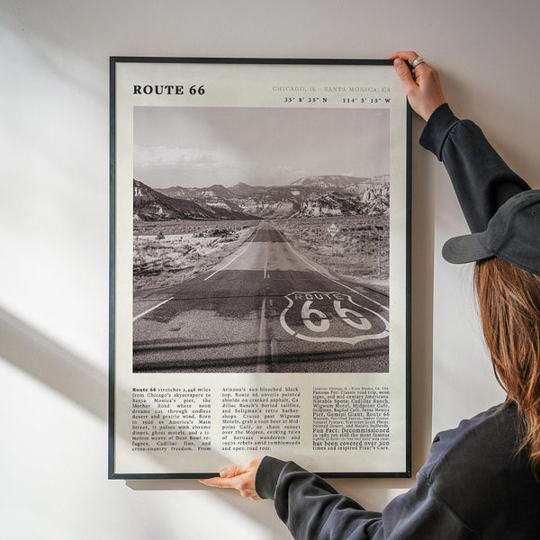 Vintage Route 66 USA Poster | Mother Road Desert Highway Travel Art Print