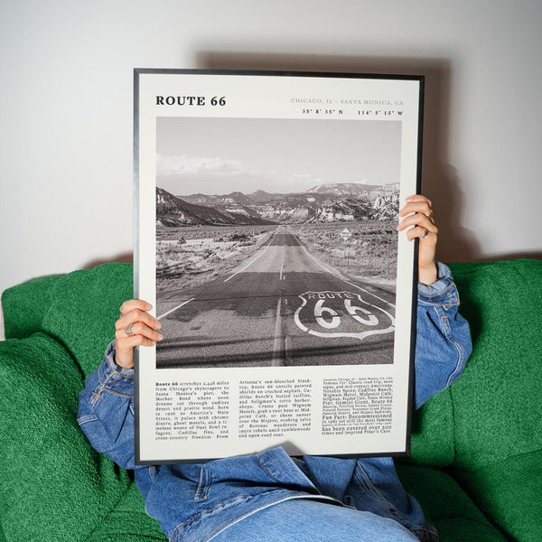 Vintage Route 66 USA Poster | Mother Road Desert Highway Travel Art Print
