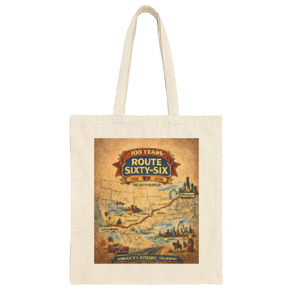 Vintage Route 66 Centennial Tote - 100 Year Anniversary Retro Mother Road Map Bag