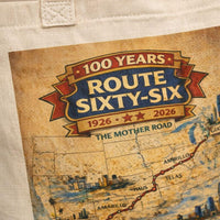 Vintage Route 66 Centennial Tote - 100 Year Anniversary Retro Mother Road Map Bag