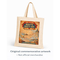 Vintage Route 66 Centennial Tote - 100 Year Anniversary Retro Mother Road Map Bag
