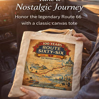 Vintage Route 66 Centennial Tote - 100 Year Anniversary Retro Mother Road Map Bag