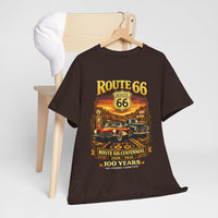 Front Print: Route 66 Centennial Vintage Car T-Shirt | Retro Highway Graphic
