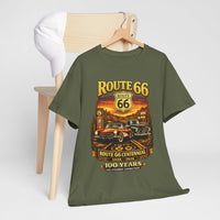 Front Print: Route 66 Centennial Vintage Car T-Shirt | Retro Highway Graphic