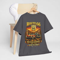 Front Print: Route 66 Centennial Vintage Car T-Shirt | Retro Highway Graphic
